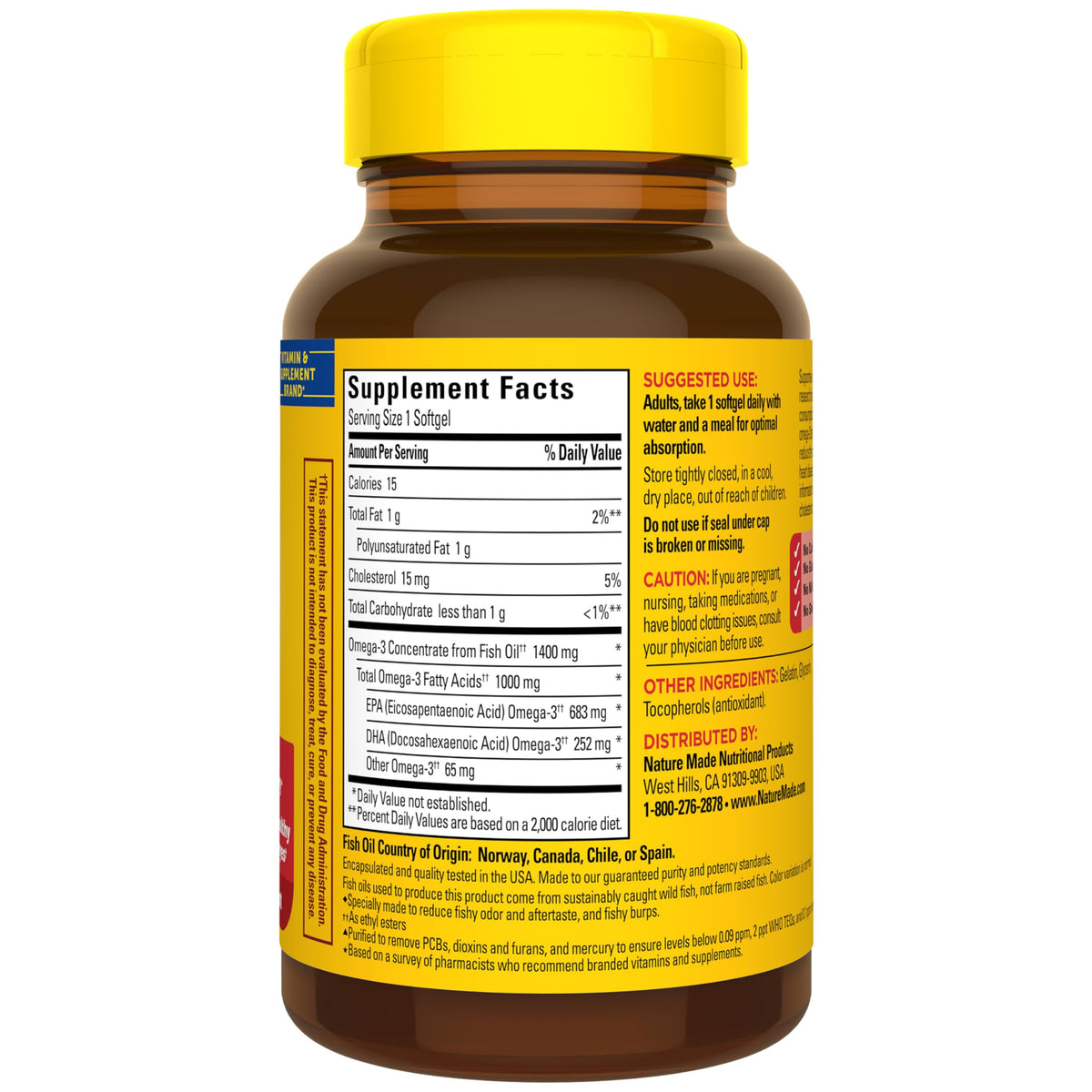 Emballage de Nature Made Omega-3 avec informations nutritionnelles