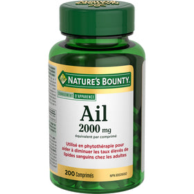Emballage de Nature's Bounty Ail 2000 mg, côtés