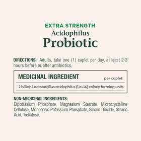 Emballage de Nature's Bounty Probiotique Acidophilus, arrière