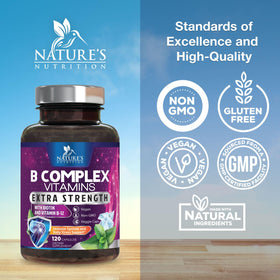 Emballage de Nature's Nutrition B Complex sur une table