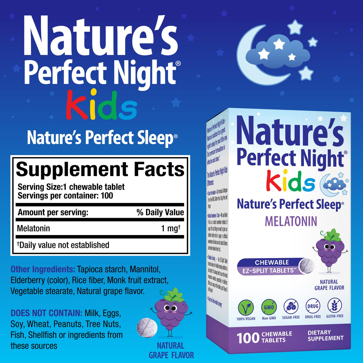 Emballage de Nature's Perfect Night Melatonine Enfant 1mg