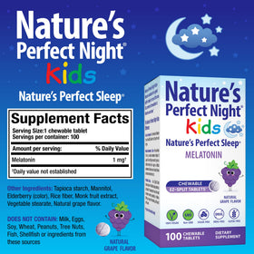 Emballage de Nature's Perfect Night Melatonine Enfant 1mg