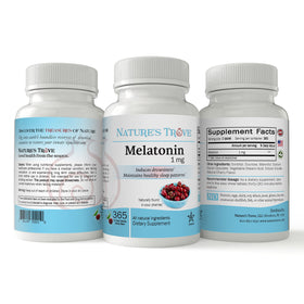 Emballage de Nature's Trove Mélatonine 1mg comprimés à croquer cerise