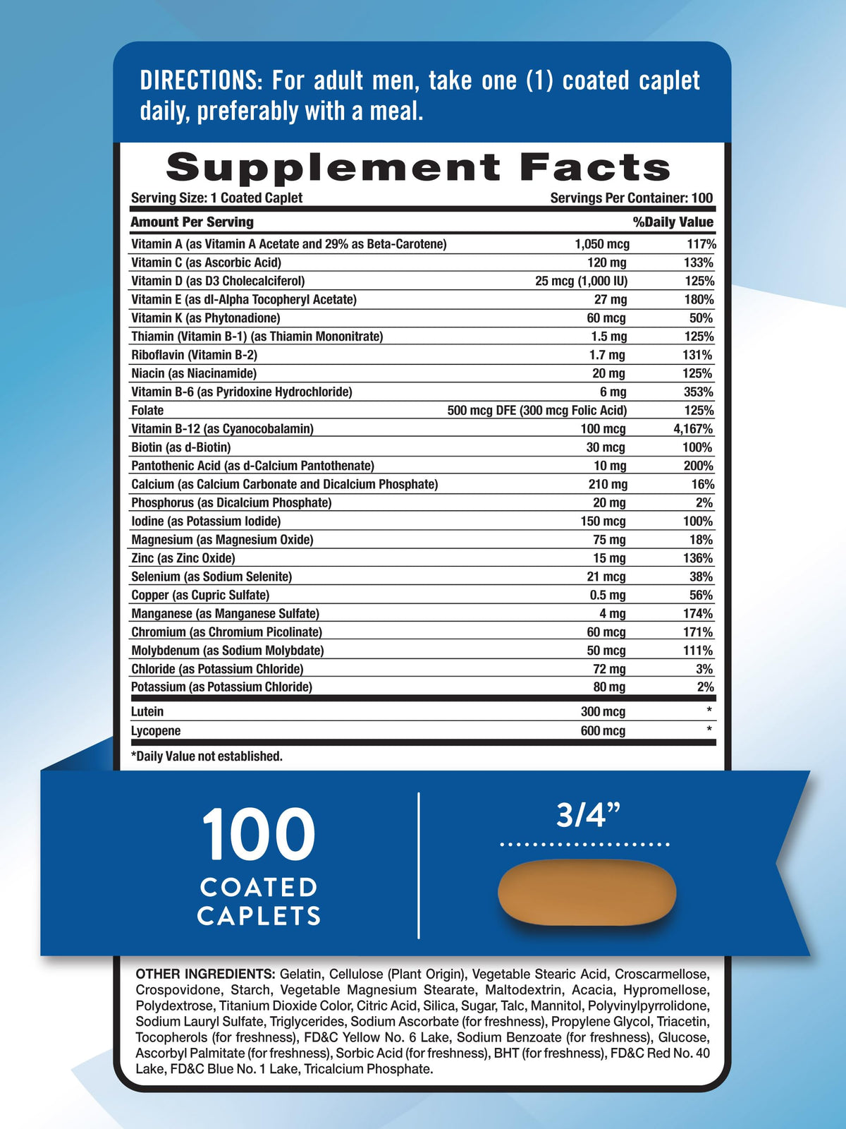 Emballage de Nature's Truth Multivitamine pour Hommes 50+, 100 comprimés