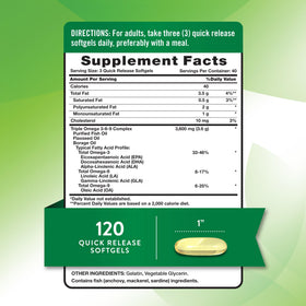 Emballage de Nature's Truth Omega 3-6-9 gélules 120 comptage