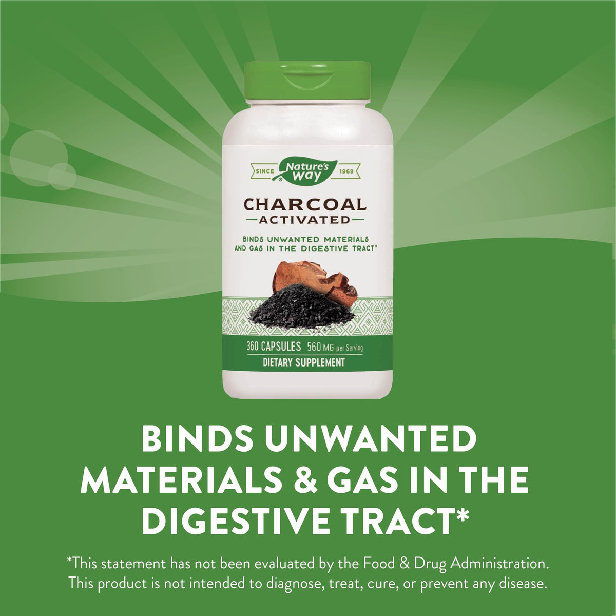 Emballage de Nature's Way Charbon Actif 360 capsules
