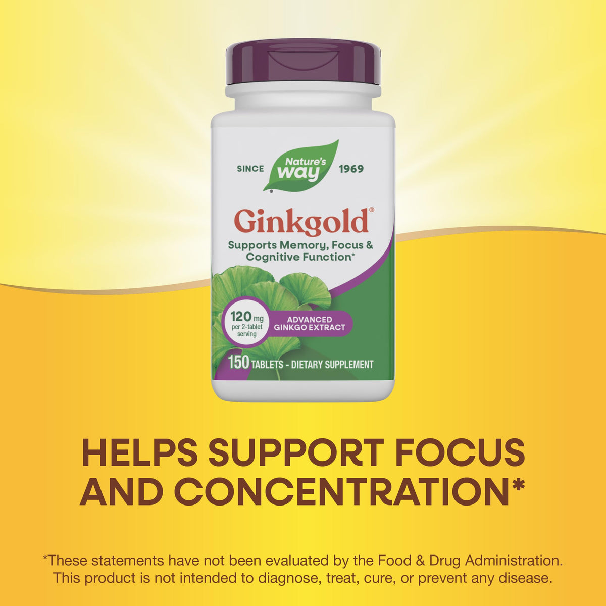 Emballage de Nature's Way Ginkgold avec étiquettes de qualité