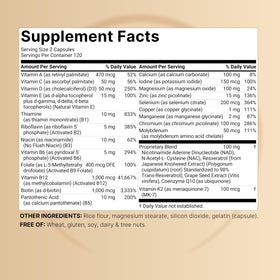 Emballage de NatureBell Multivitamines Méthylées, vue latérale
