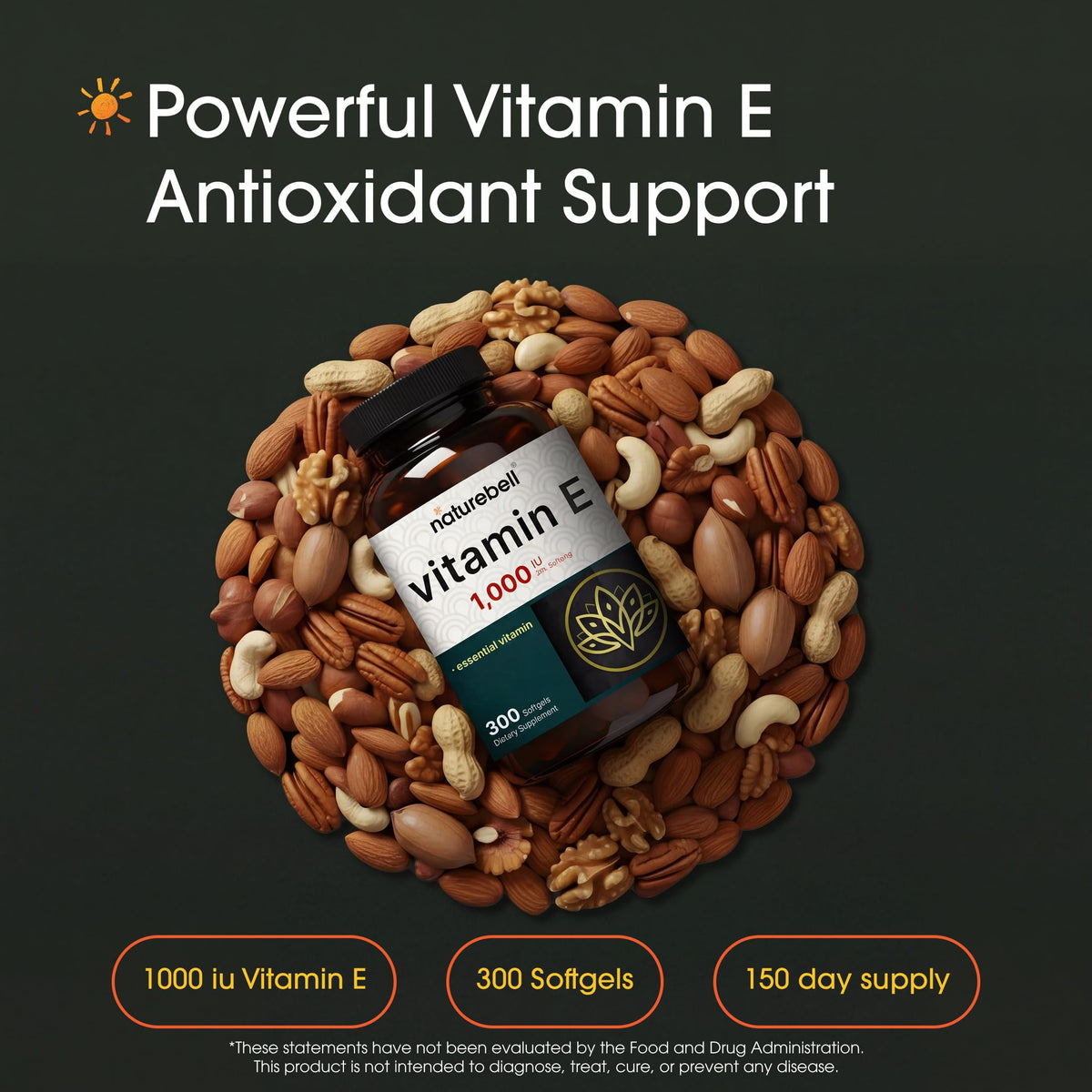 Emballage de NatureBell Vitamine E 1 000 UI gélules