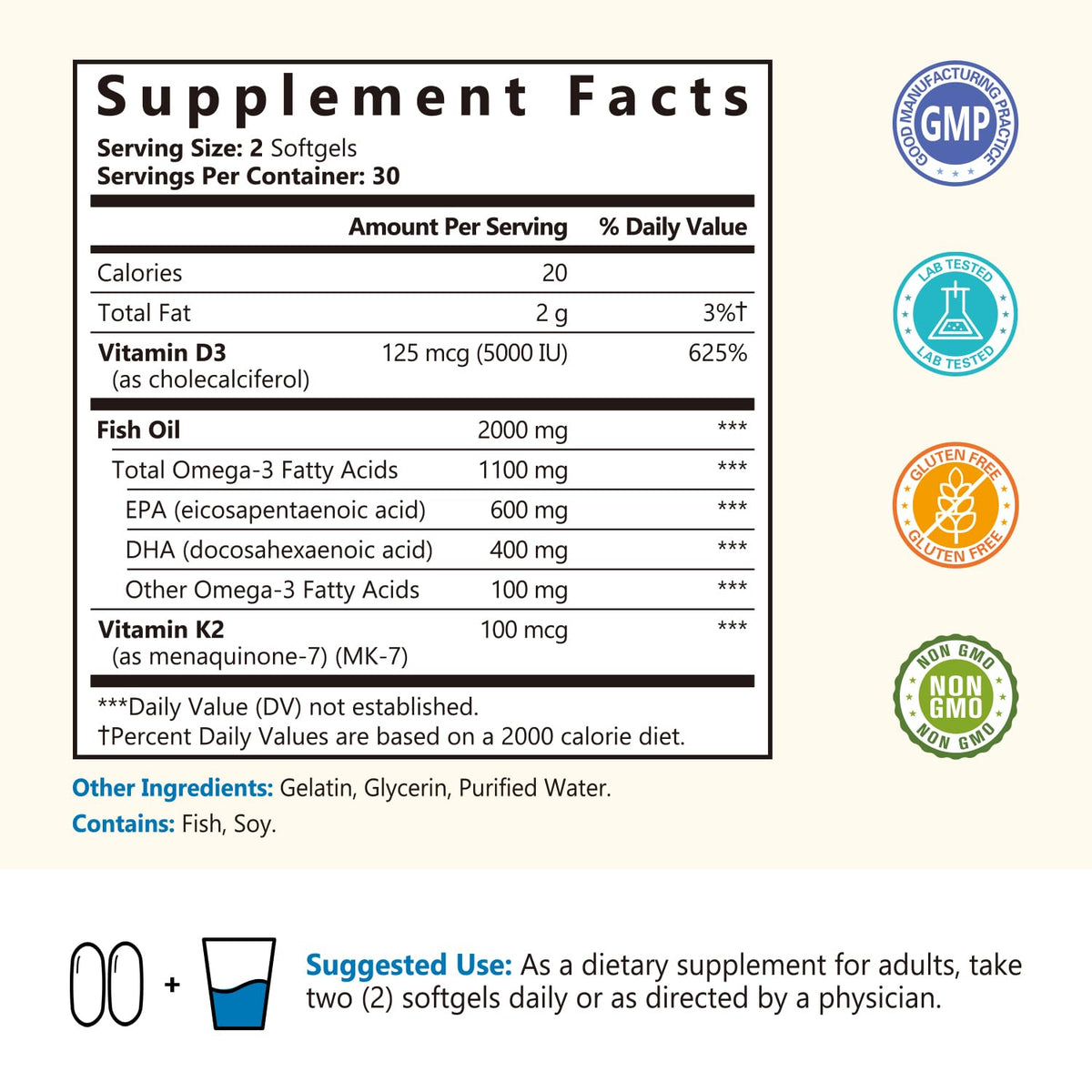 Emballage de NatureMyst Huile de Poisson Omega-3 2000 mg
