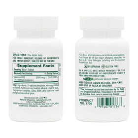 Emballage de NaturesPlus Shot-O-B12 5000 mcg avec description des bienfaits