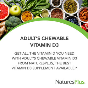 Emballage de NaturesPlus Vitamine D3 1000 UI 90 comprimés à mâcher