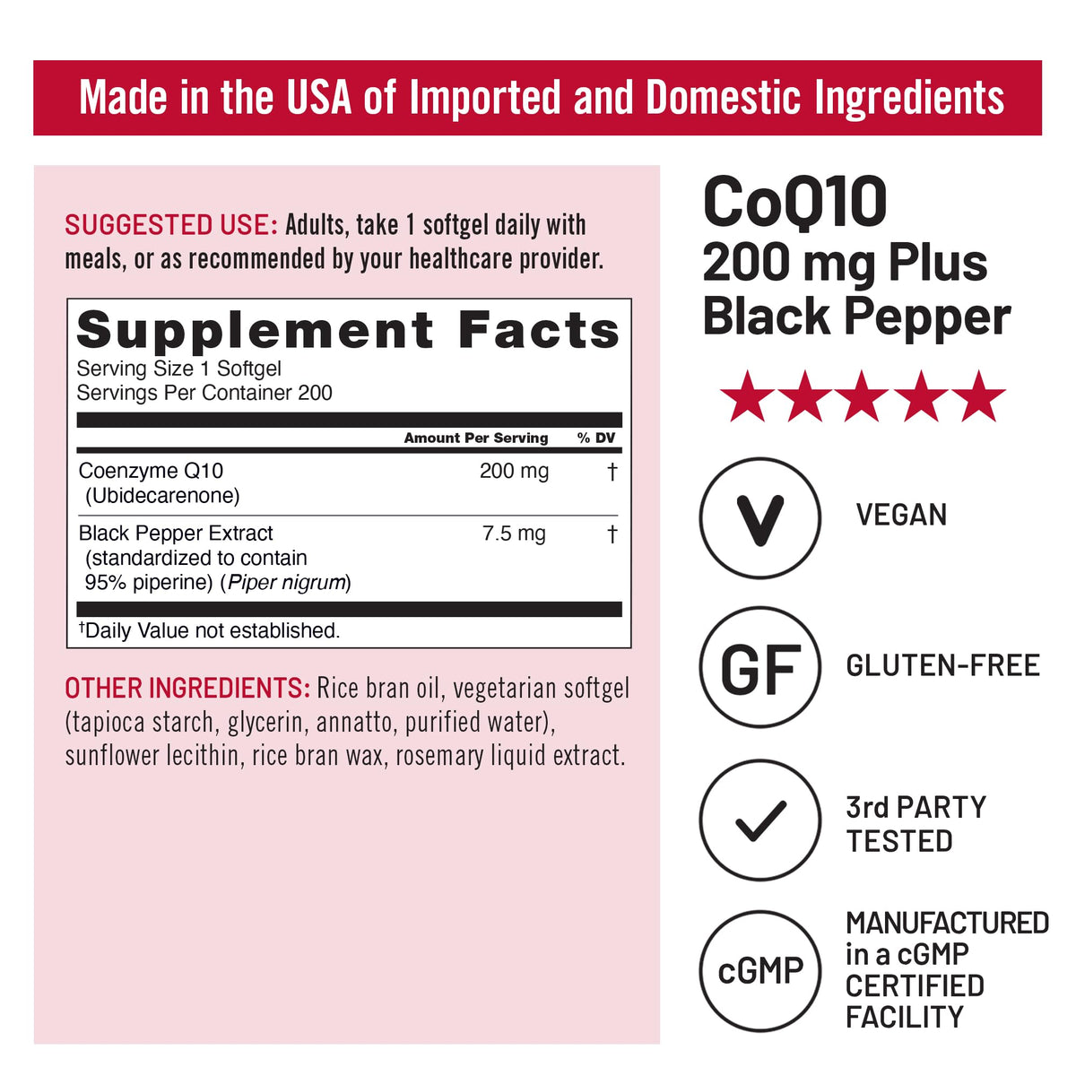 Emballage de NatureWise CoQ10 200mg avec détails nutritionnels
