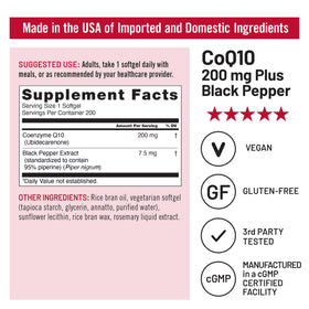 Emballage de NatureWise CoQ10 200mg avec détails nutritionnels