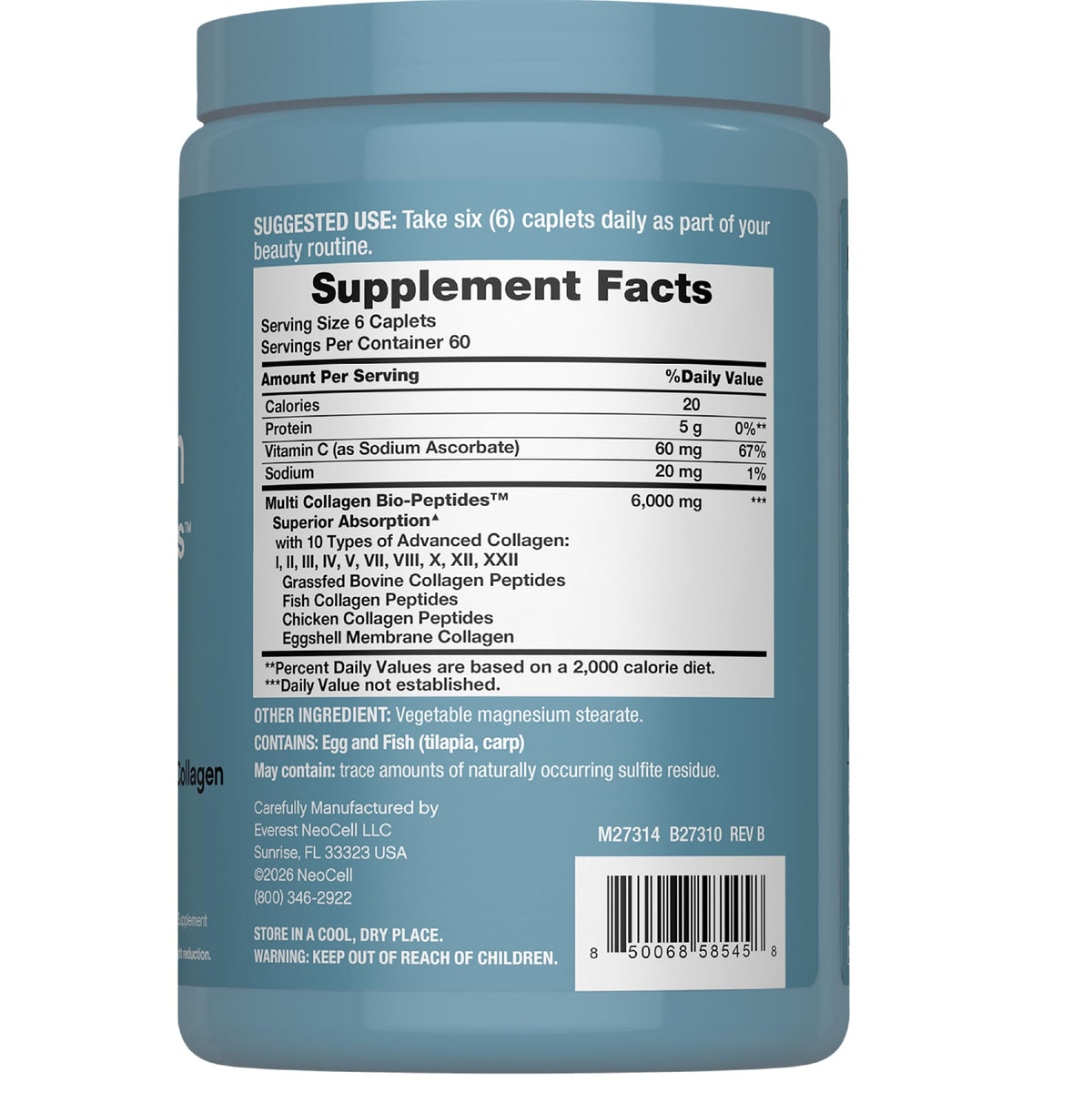 Emballage de NeoCell Multi Collagen Peptides 360 comprimés