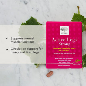 Emballage de NEW NORDIC Active Legs avec étiquettes claires