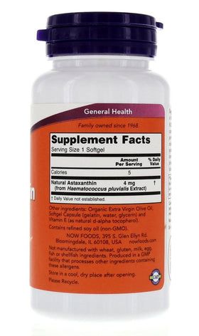 Emballage de NOW Foods Astaxanthin 90 gélules molles