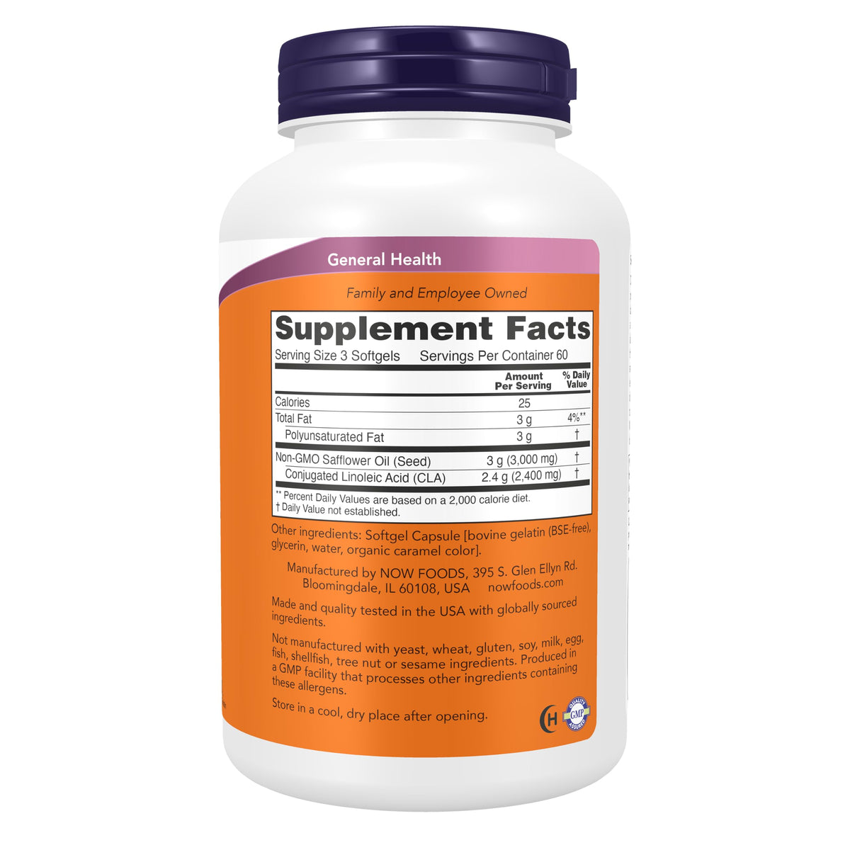 Emballage de NOW Foods CLA Acide Linoléique Conjugué 800 mg 180 Gélules