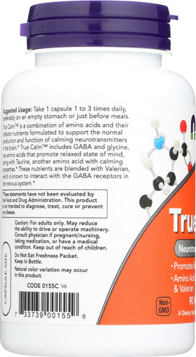 Emballage de NOW Foods True Calm Amino daily wellness