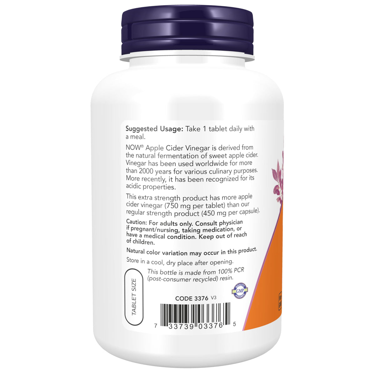 Emballage de NOW Foods Vinaigre de Cidre de Pomme 750 mg