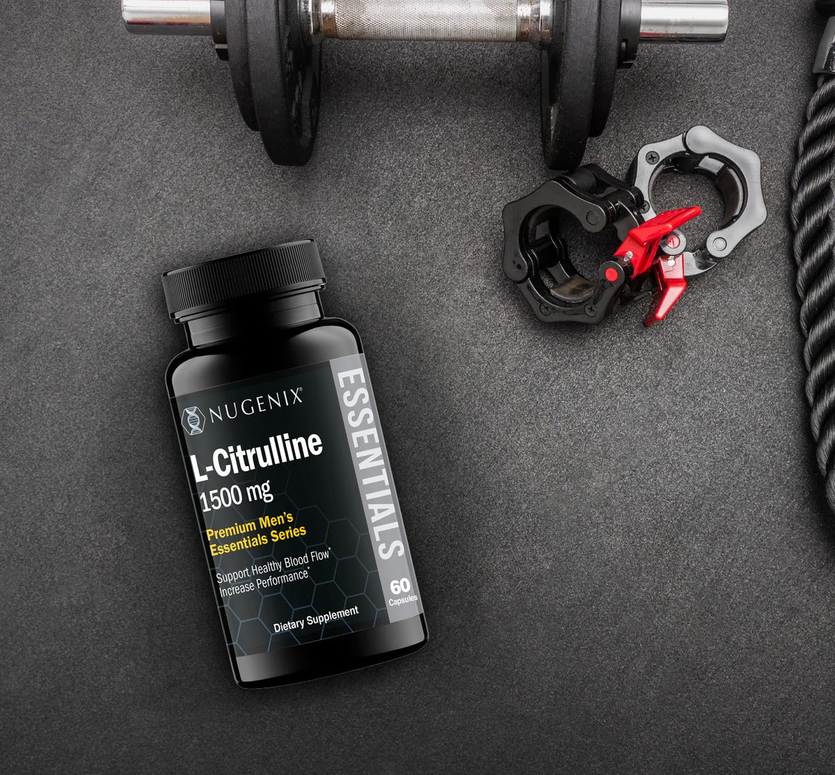 Emballage de Nugenix L-Glutamine 1500mg sur fond blanc