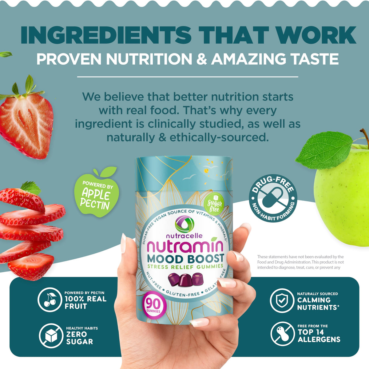 Emballage de Nutracelle Gummies Anti-Stress avec les ingrédients