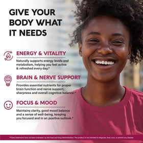 Emballage de NUTRAHARMONY Complexe de Vitamines B avec informations nutritionnelles