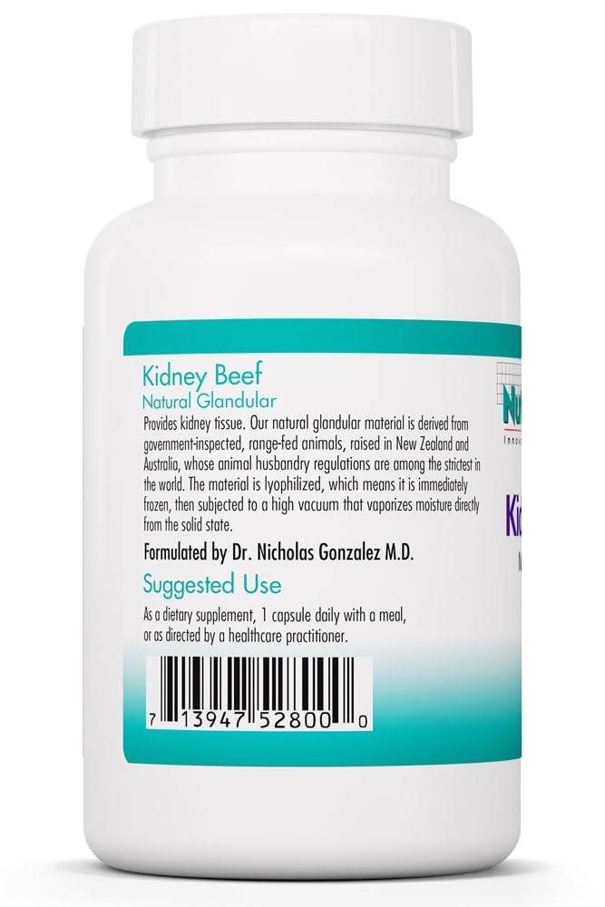 Emballage de NutriCology Rein Bovin 500 mg avec étiquette visible
