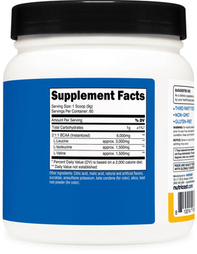 Emballage de Nutricost BCAA Poudre 60 Portions