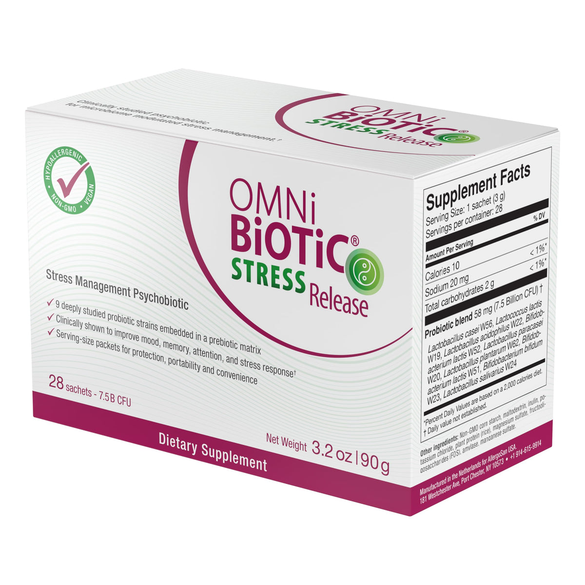 Emballage de OMNi BiOTiC Stress Release avec dimensions