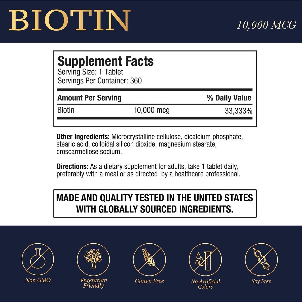 Emballage de P Puregen Labs Biotine 10 000 MCG, montrant la face