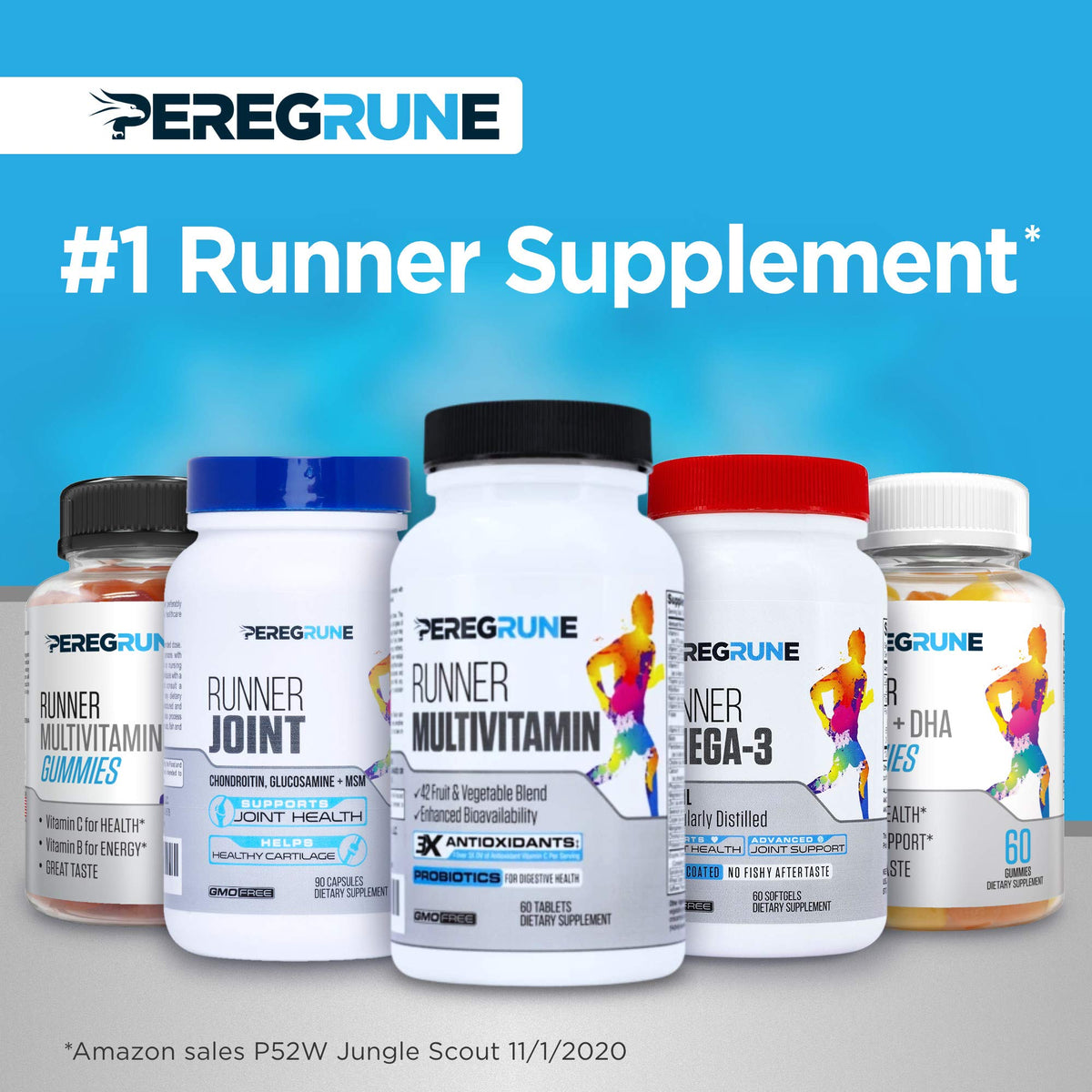 Emballage de PEREGRUNE gummies avec étiquette nutritionnelle