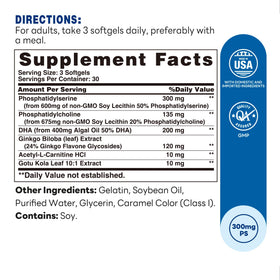 Emballage de Phosphatidylsérine 300mg de Vitamin World avec DHA et Ginkgo Biloba