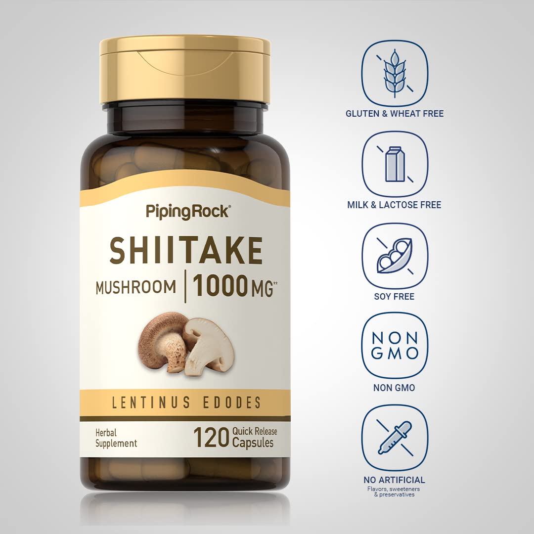 Emballage de Piping Rock Champignon Shiitake 120 Capsules