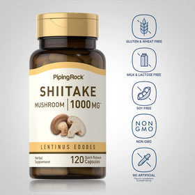 Emballage de Piping Rock Champignon Shiitake 120 Capsules