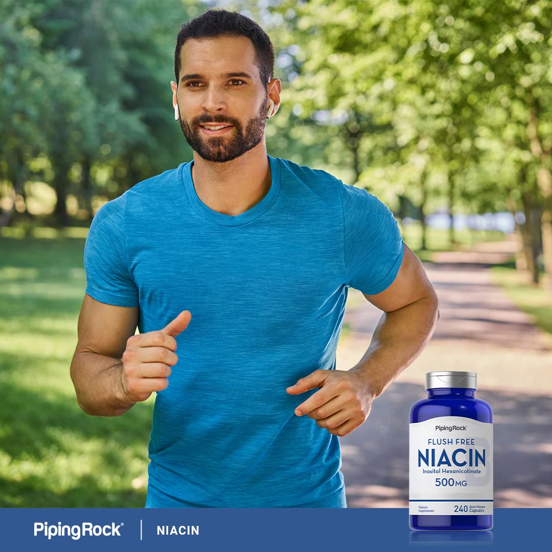 Emballage de Piping Rock Niacine 500mg capsules