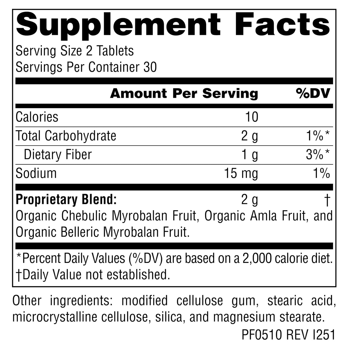 Emballage de Planetary Herbals Triphala Gold 1000mg