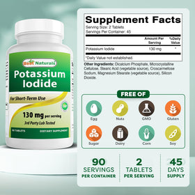 Emballage de potassium iodé Best Naturals avec étiquette