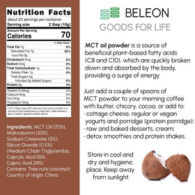 Emballage de Poudre d'Huile MCT Beleon Goods For Life
