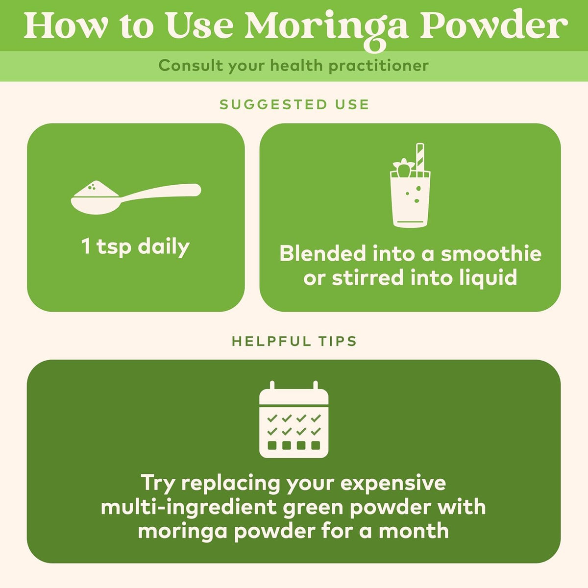 Emballage de Poudre de Moringa Bio ORGANIC INDIA 575g, vue arrière