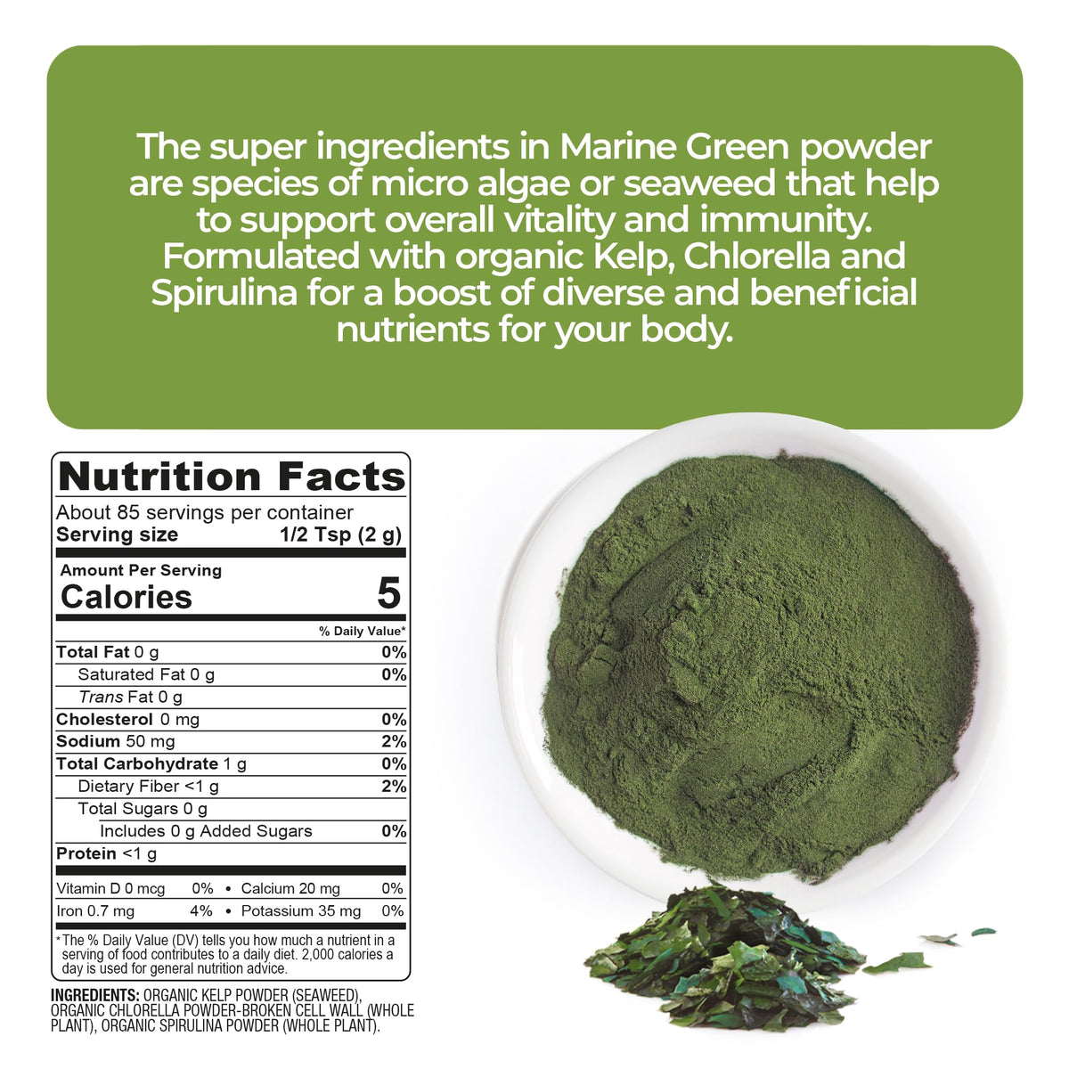 Emballage de Poudre de Super Aliments Marins Super Organics