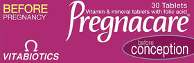 Emballage de Pregnacare Avant Conception avec informations nutritionnelles