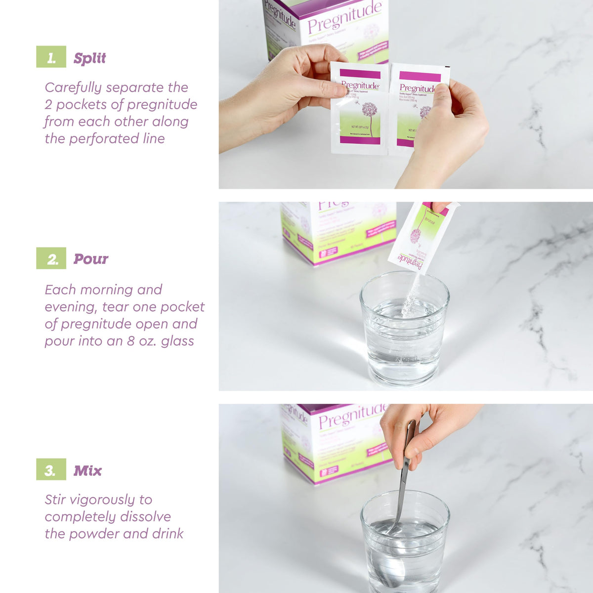 Emballage de Pregnitude avec sachets individuels