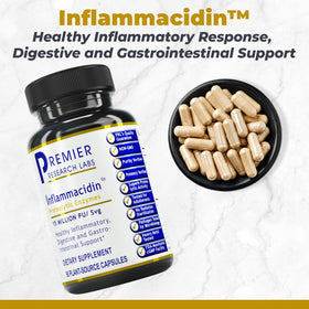 Emballage de Premier Research Labs Inflammacidin avec étiquette visible