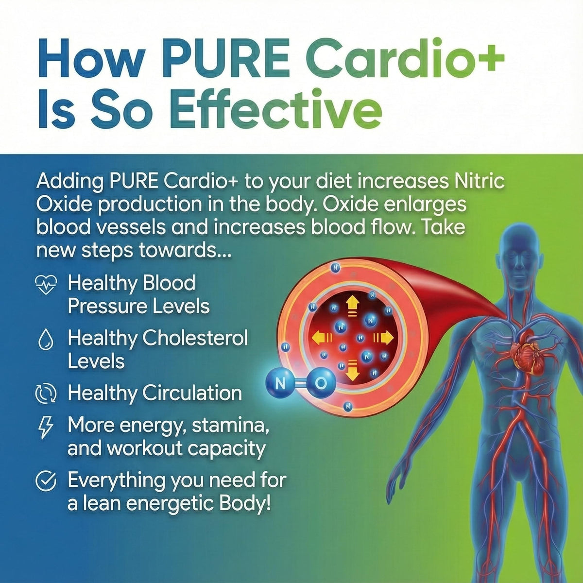Emballage de PURE Cardio+ sur une table avec des ingrédients naturels
