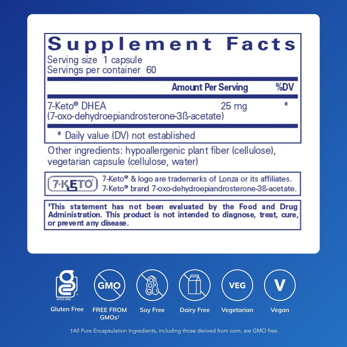 Emballage de Pure Encapsulations 7-Keto DHEA, 60 capsules