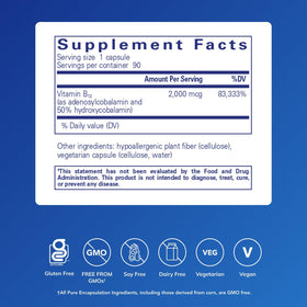 Emballage de Pure Encapsulations B12 avec étiquette