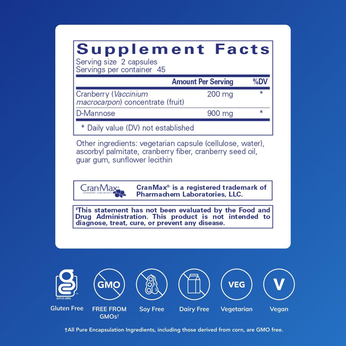 Emballage de Pure Encapsulations Cranberry D-Mannose