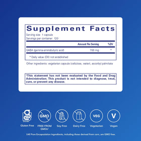 Emballage de Pure Encapsulations GABA 120 capsules