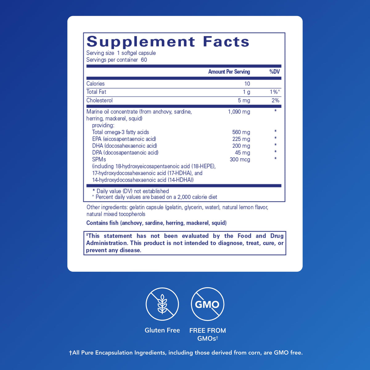 Emballage de Pure Encapsulations Pro-Resolve Omega 60 capsules